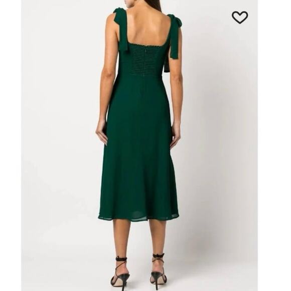 Reformation Emerald Green Twilight Midi Cocktail Slit Dress Size 2 - Picture 2 of 8